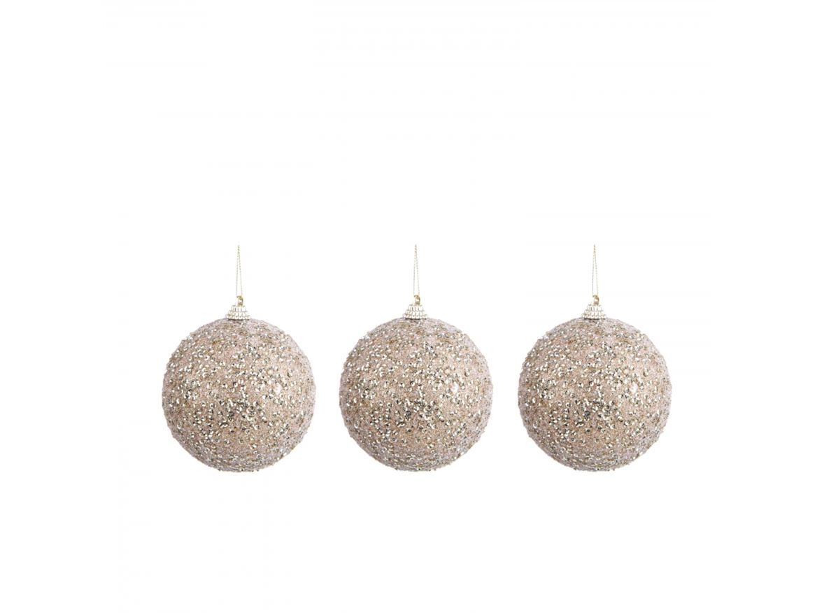 Xmas. Box 3 Sfere D.15 Cm Strass - Lt. Gold