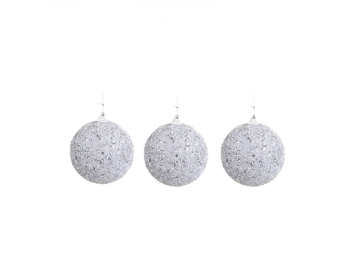Xmas. Box 3 Sfere D.15 Cm Strass - Silver