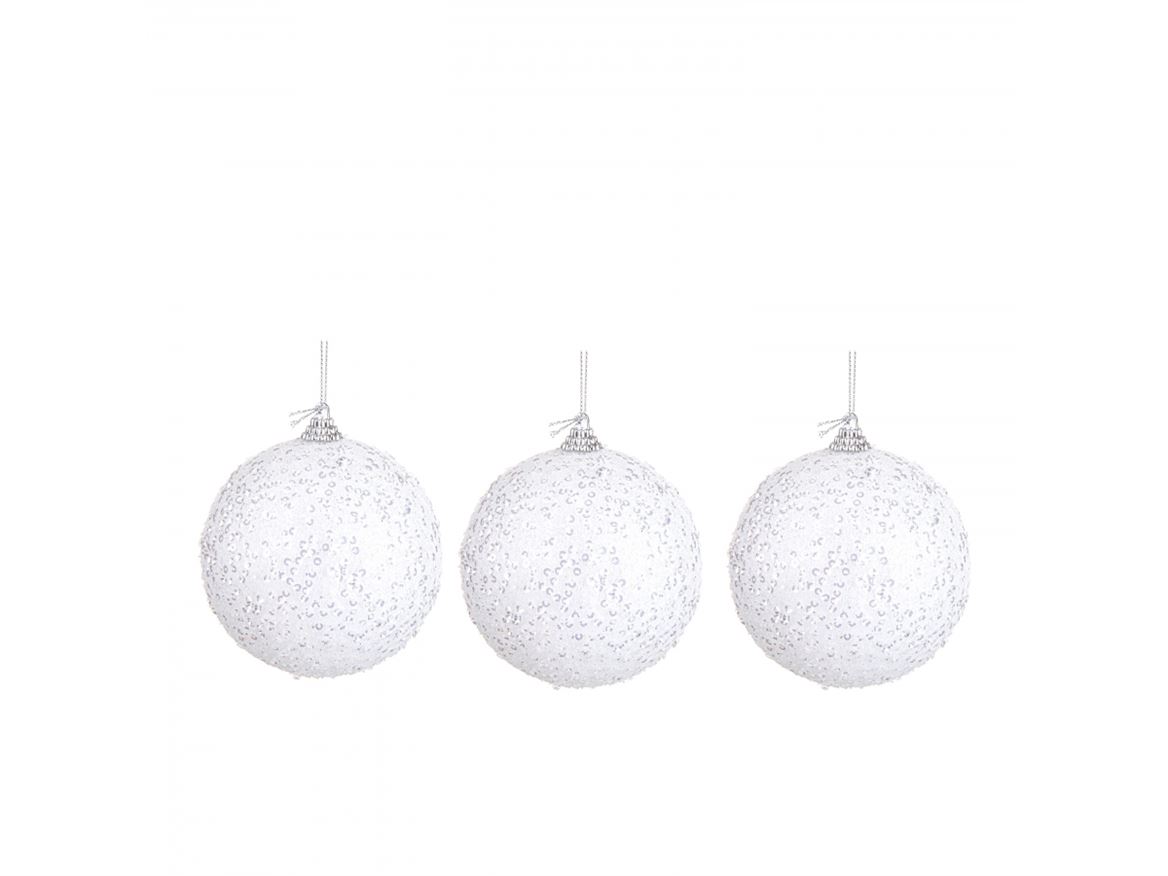 Xmas. Box 3 Sfere D.15 Cm Strass - White
