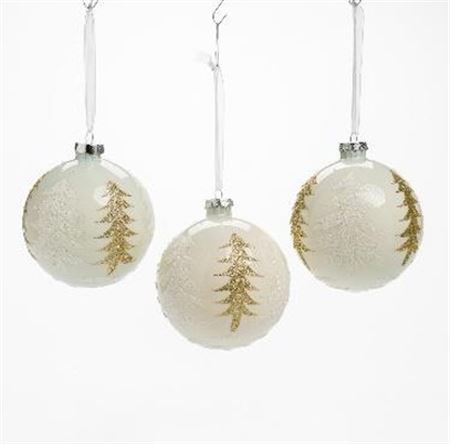 Xmas. Box 3 Sfere Vetro Albero D.10cm - Bianco