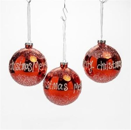 Xmas. Box 3 Sfere Vetro Merry D.10cm - Rosso