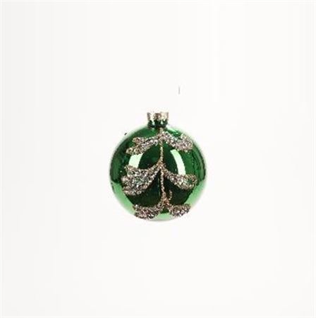 Xmas. Box 3 Sfere Vetro Petali D.10cm - Verde