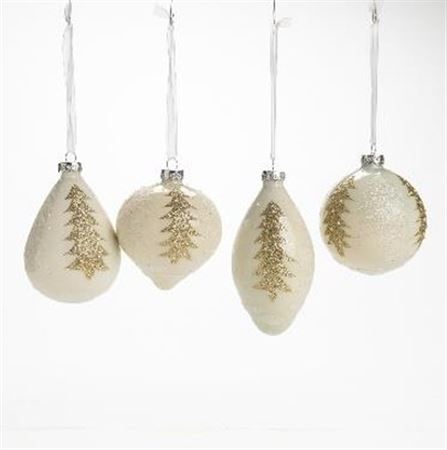 Xmas. Box 4 Addobbi Vetro Albero D.8cm - Bianco