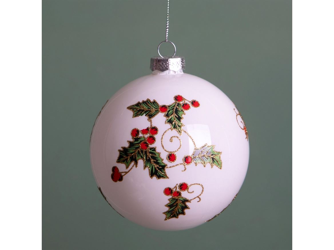 Xmas. Box 4 Sfere Vetro D.10 Cm Agrifoglio - Tras