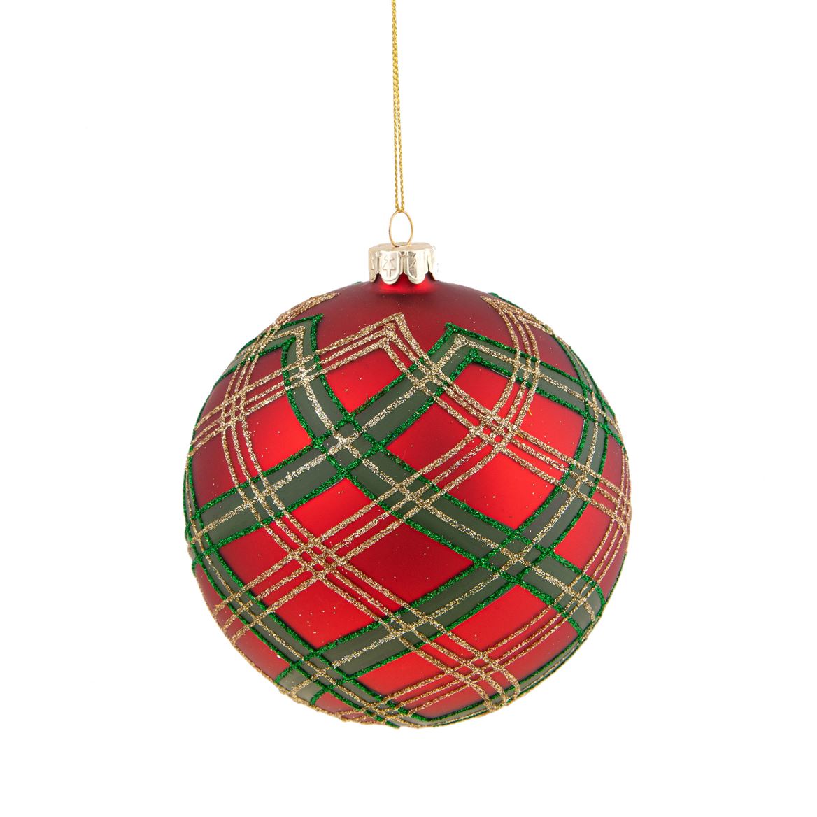 Xmas. Box 4 Sfere Vetro Scottish 10 Cm - Red Gree
