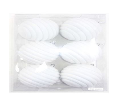 Xmas. Box 6 Sfere Cm10 Deco Cerchi Velluto Bianco