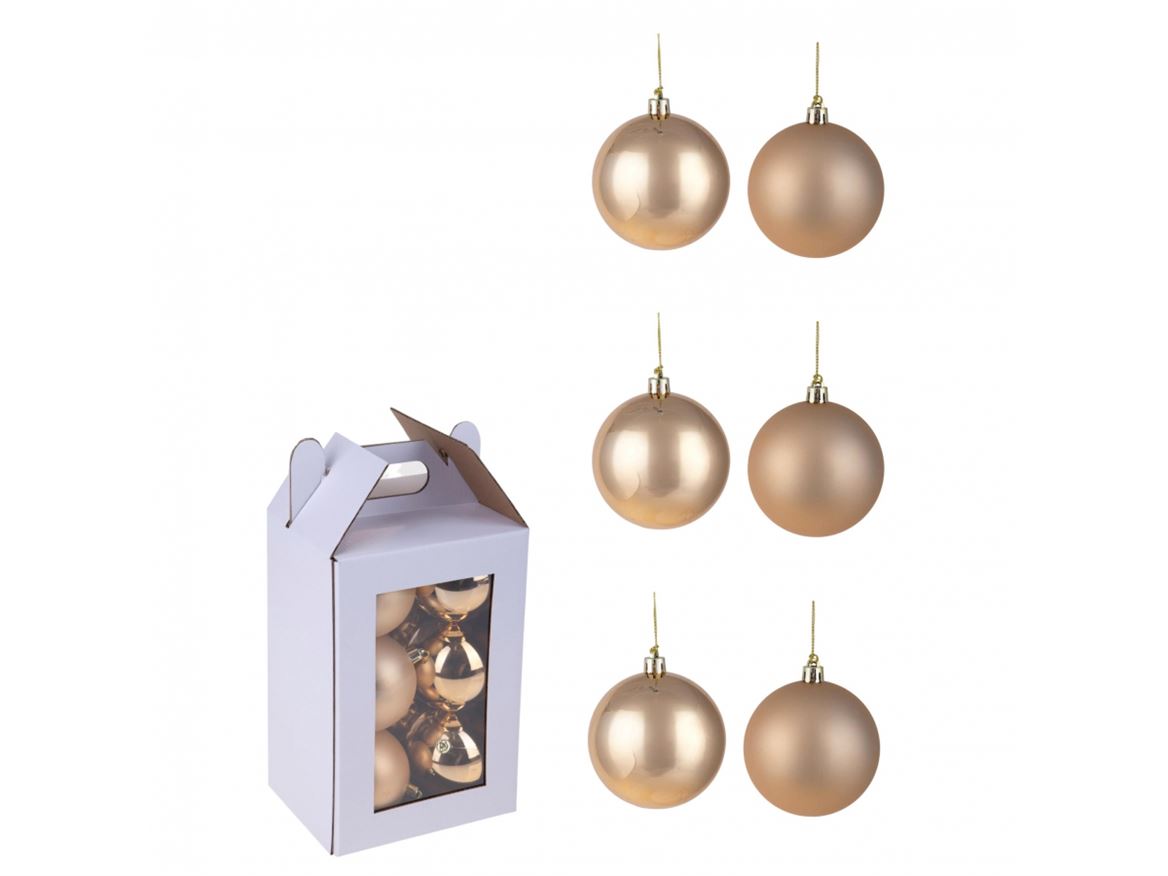 Xmas. Box 6 Sfere D.10 Cm Ass.matt+shiny- Gold