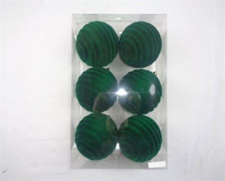 Xmas. Box 6 Sfere D.10cm Velluto Cerchi Or. Verde