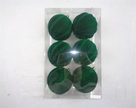 Xmas. Box 6 Sfere D.10cm Velluto Twist Verde