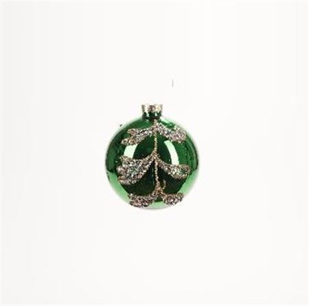 Xmas. Box Sfera Vetro Petali D.15cm - Verde