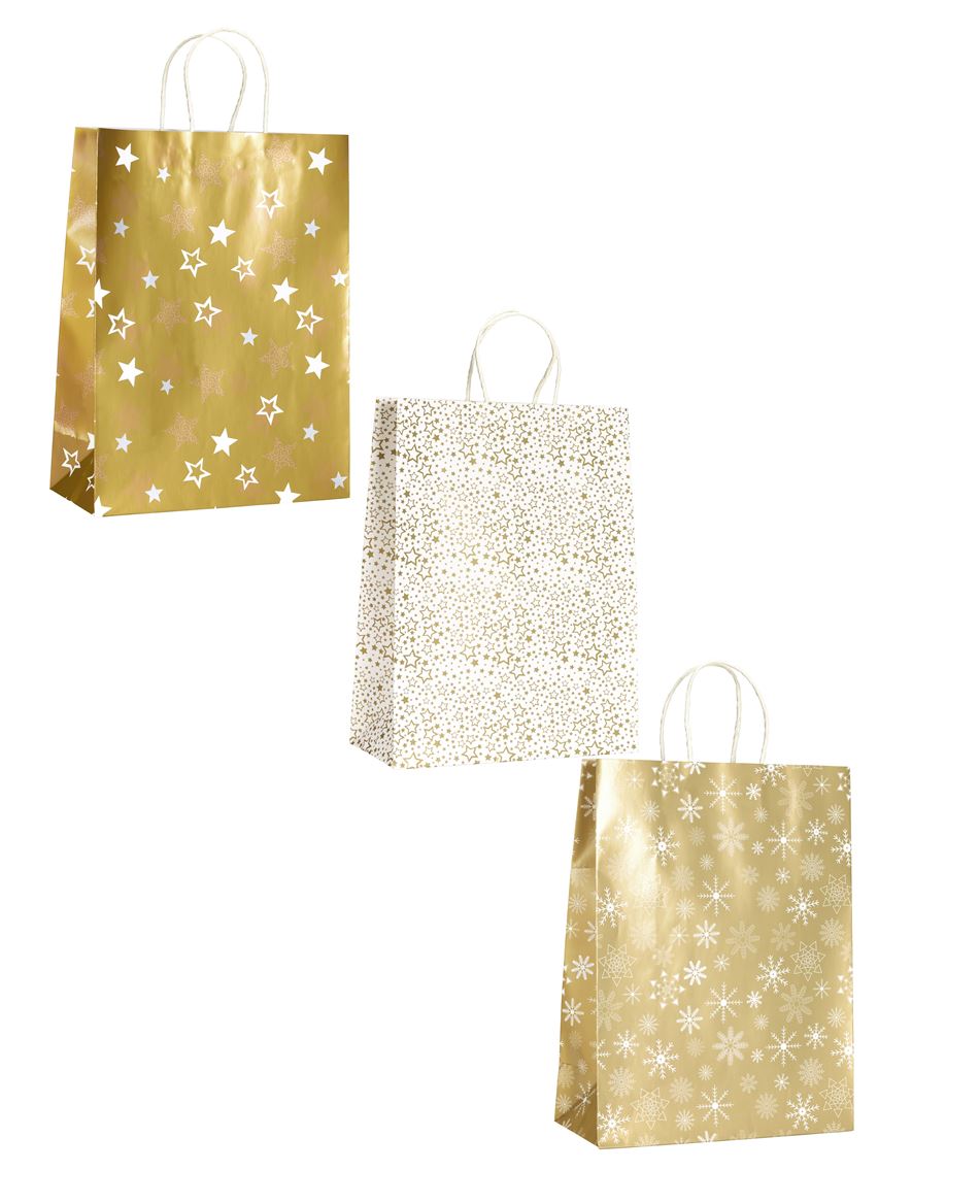 Xmas. Buste Noel Oro Xlarge 36x12x40cm Mix - 30pz