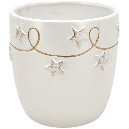 Xmas. Caspo' Ceramica Bianco D.13,5h13cm