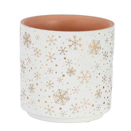 Xmas. Caspo' T.cotta Fiocchi Neve D13 H13cm- Whit