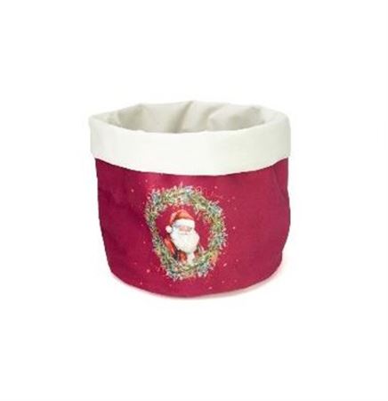 Xmas. Cestino Velluto B.natale 20x22cm - Bordeaux