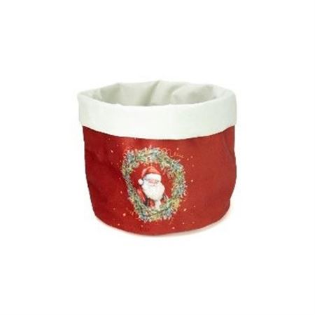 Xmas. Cestino Velluto B.natale 20x22cm - Rosso