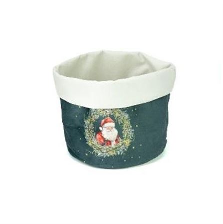 Xmas. Cestino Velluto B.natale 20x22cm - Verde