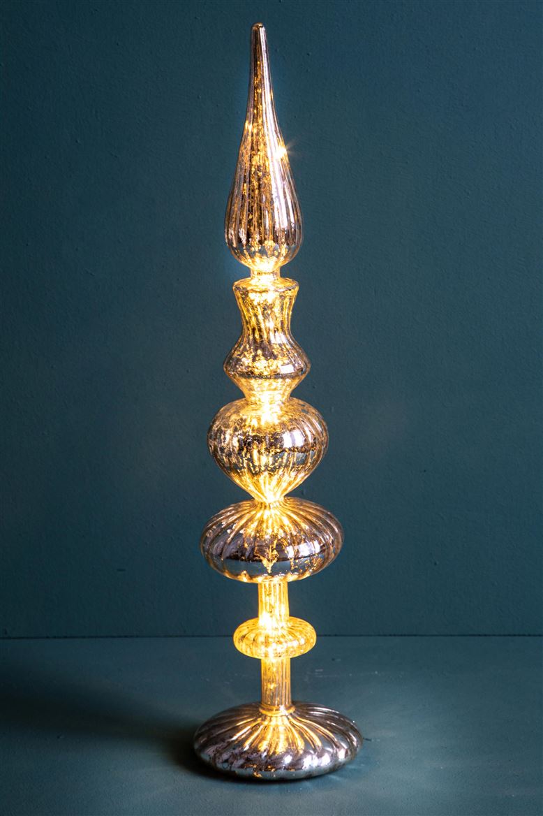 Xmas. Decoro Cono 44cm Con Led - Gold