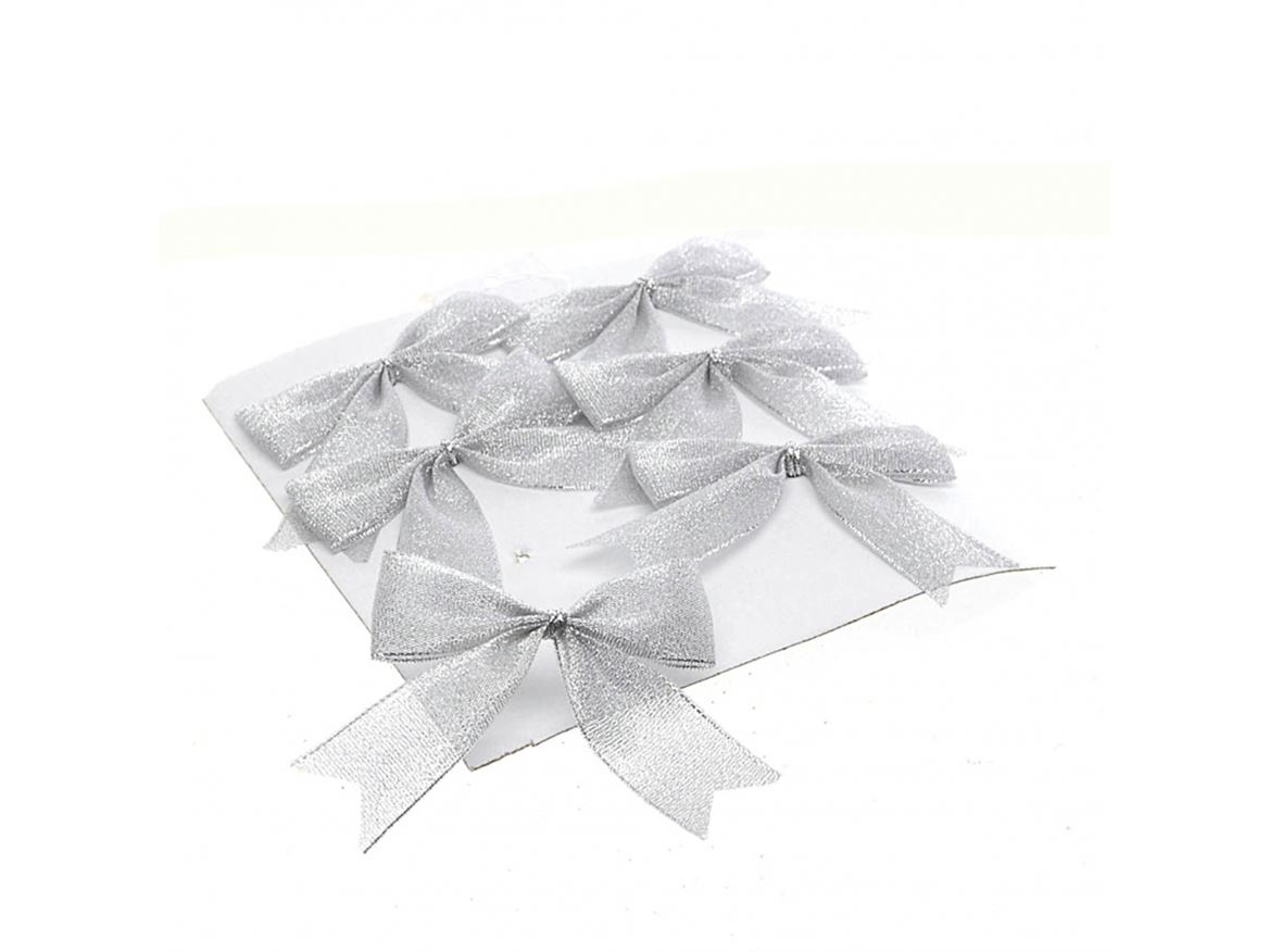 Xmas. Fiocchi Velluto 6.5cm - 6pz Argento