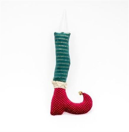 Xmas. Gamba Elfo Giullare 50cm Rosso - Verde