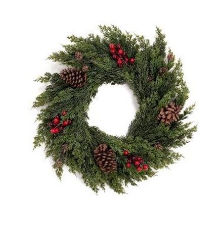 Xmas. Ghirlanda Cipresso 60cm Bacche Real Touch