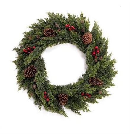 Xmas. Ghirlanda Cipresso 80cm Bacche Real Touch