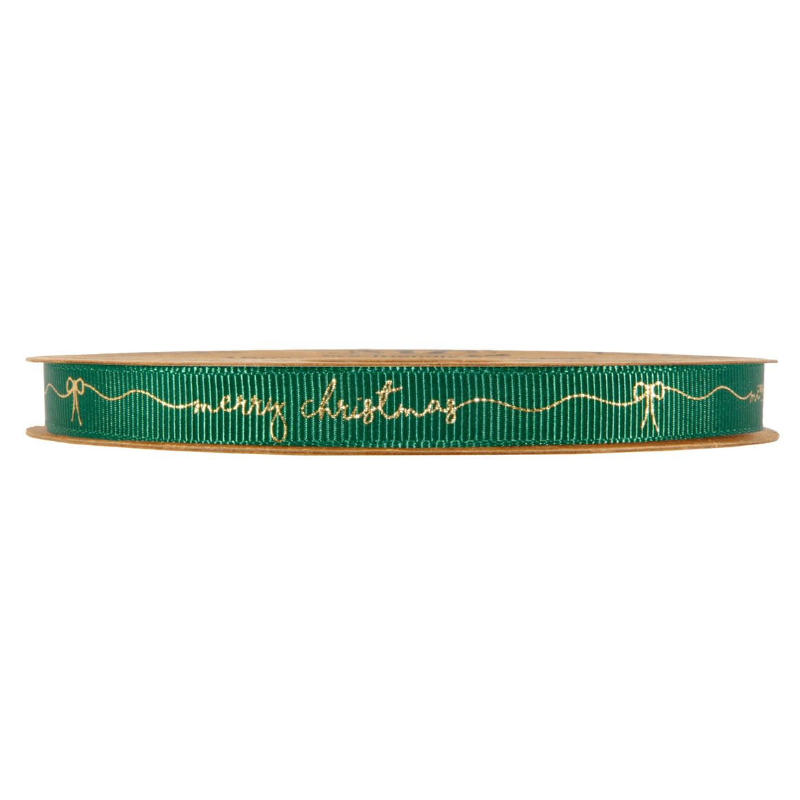 Xmas. Nastri Merry Christmas Mm10x20mt Dark Green