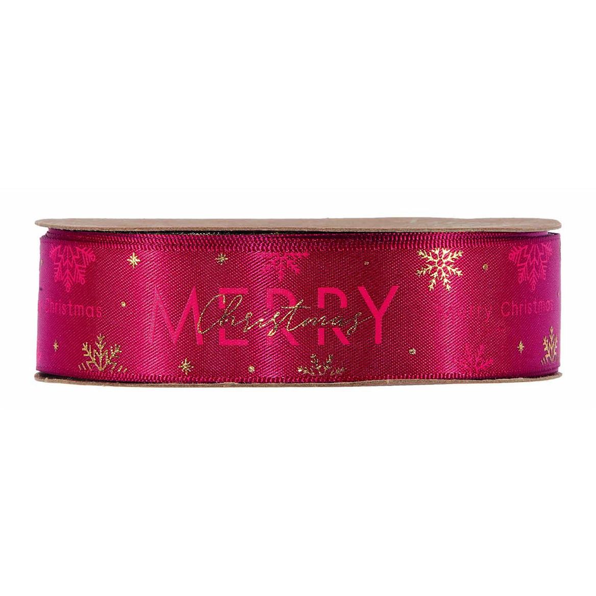 Xmas. Nastri Merry Christmas W/snowflake Mm25x10m