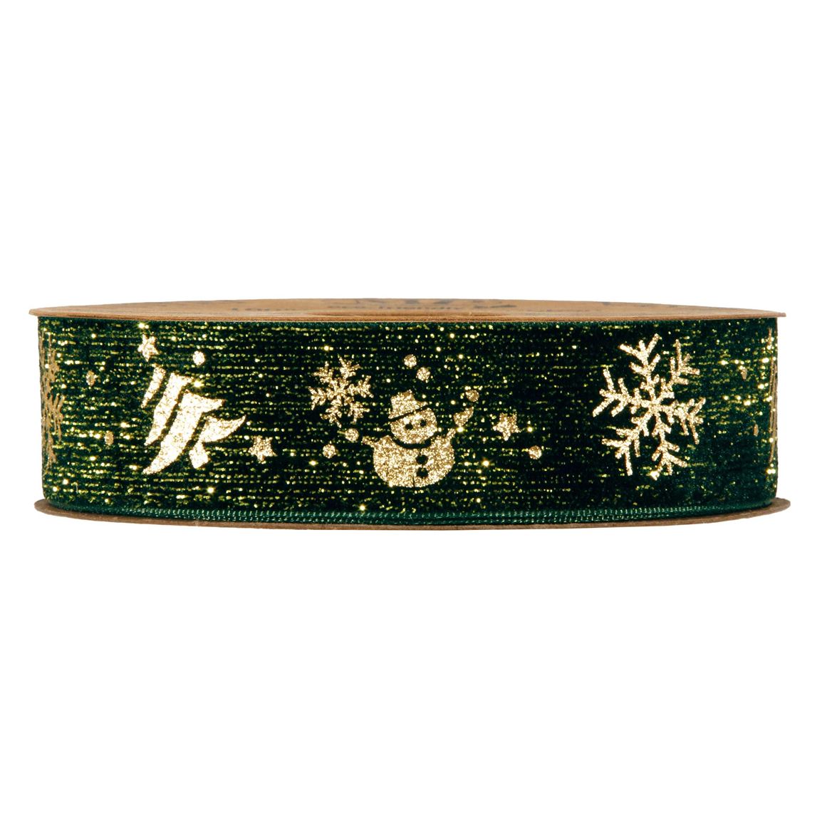 Xmas. Nastri Snowflake Mm25x10m - Green