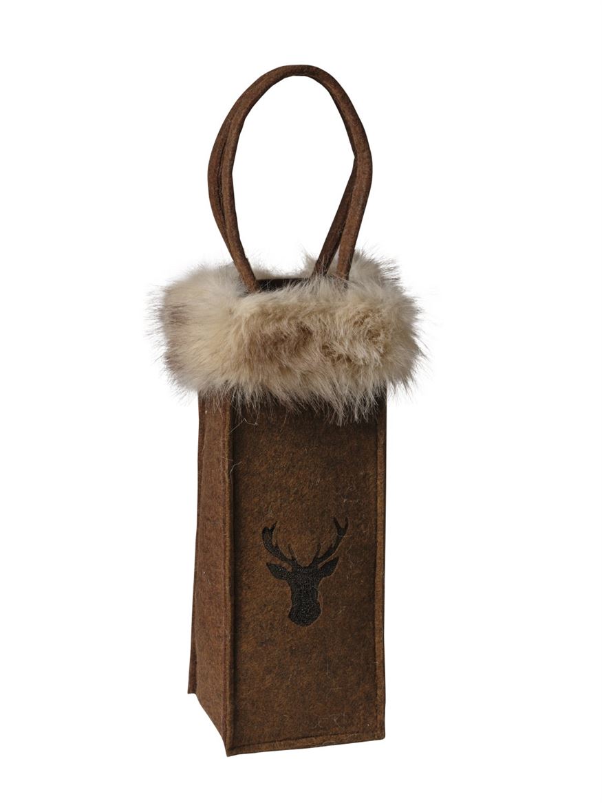 Xmas. P.bottiglie Feltro 12x12x33cm - Brown