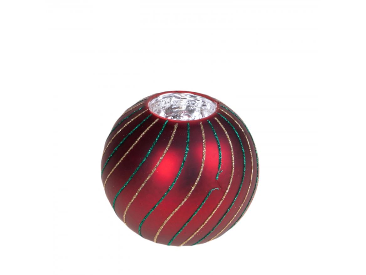 Xmas. Pcandela 8 Cm Sfera Natale - Red Green
