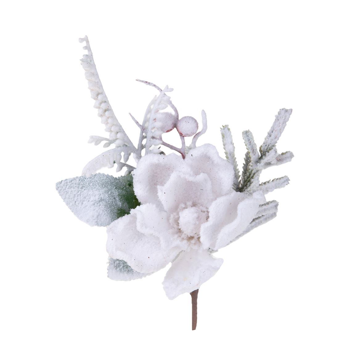 Xmas. Pick Magnolia Con Neve H.16cm