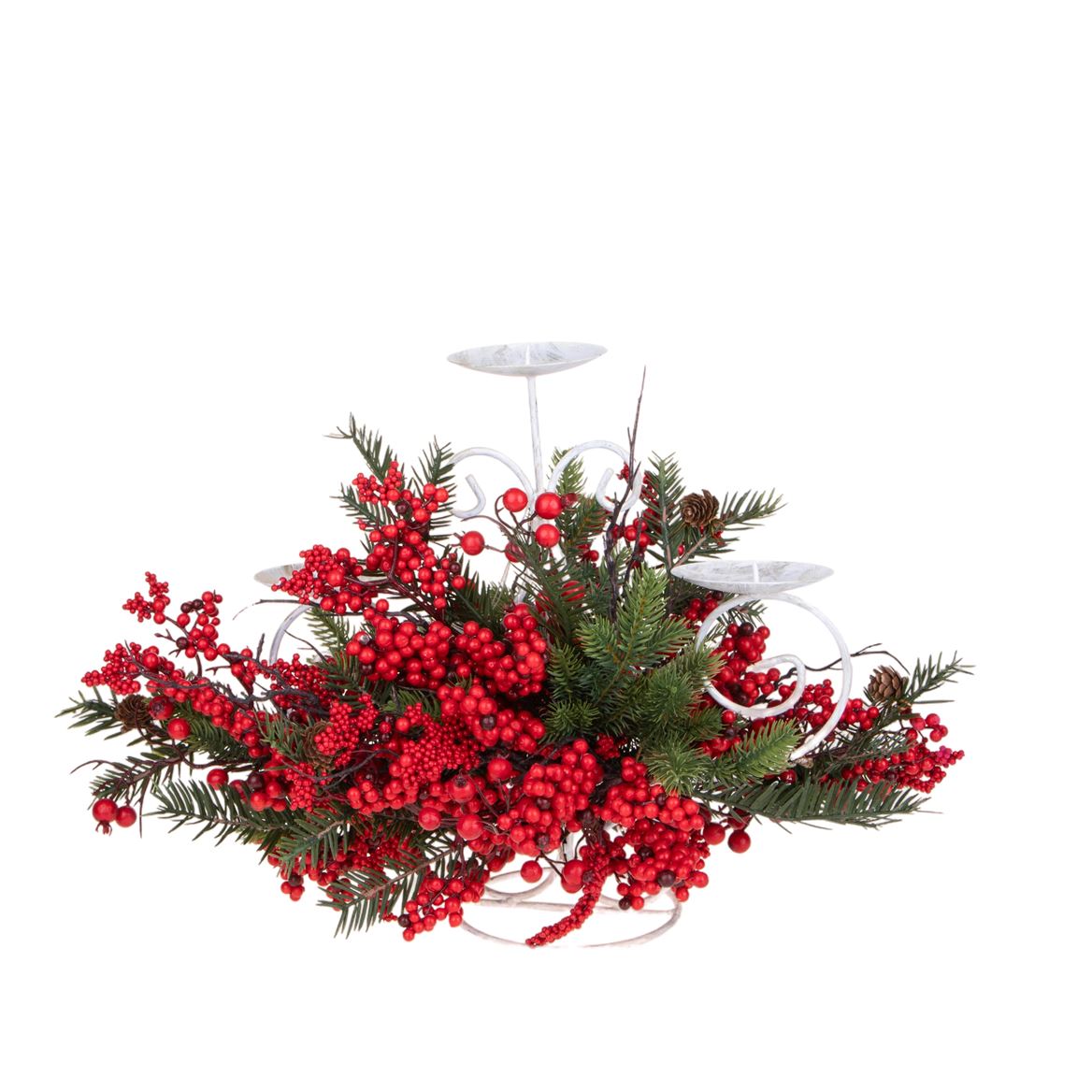 Xmas. Portacandele 50x H.40cm Con Abete Rosso