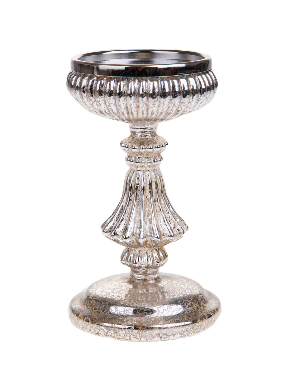 Xmas. Portacandele Con Led H.19.5cm - Champange