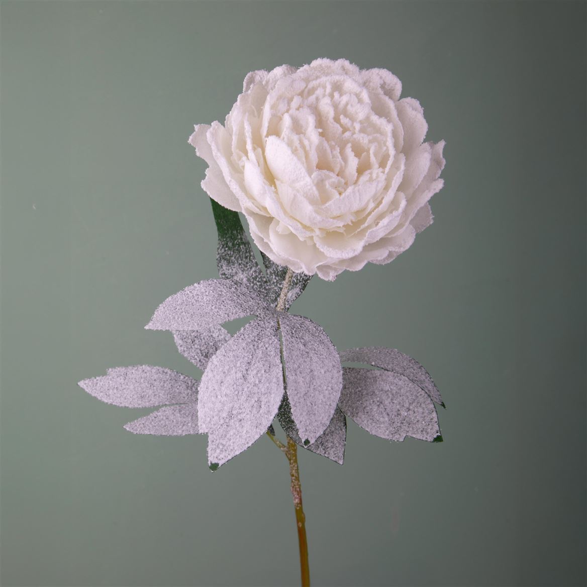 Xmas. Ramo Peonia 76cm Con Neve - White