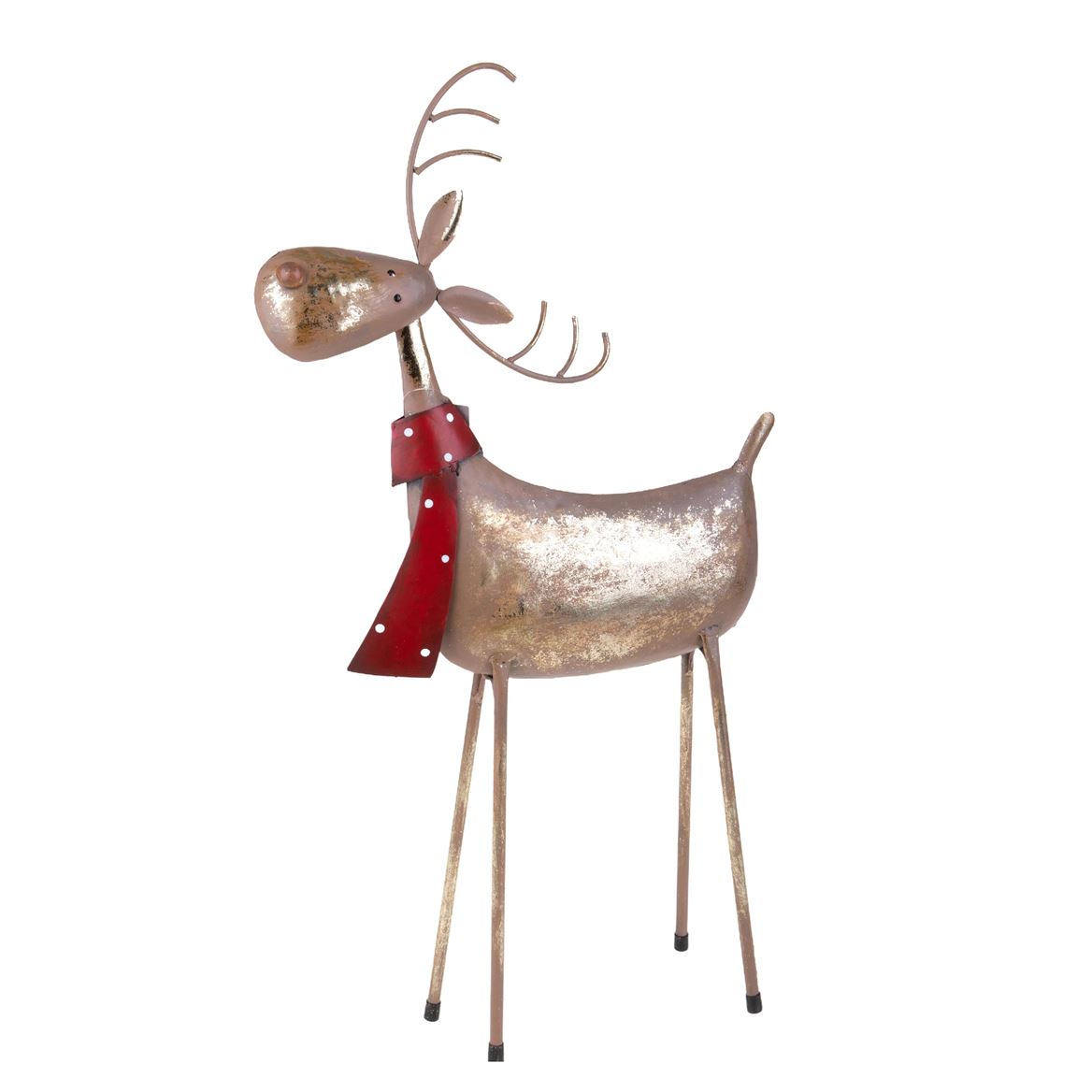 Xmas. Renna 30xh.54 Cm C/sciarpa - Red Gold