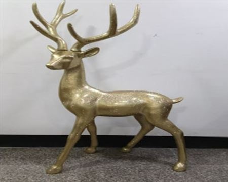 Xmas. Renna Grande In Resina Oro 95x50x155.5cm