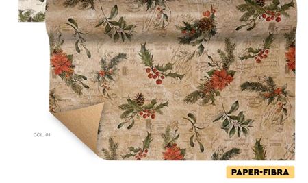 Xmas. Rotolo Bob. Paper-fibra Agrifoglio Mm750x9m