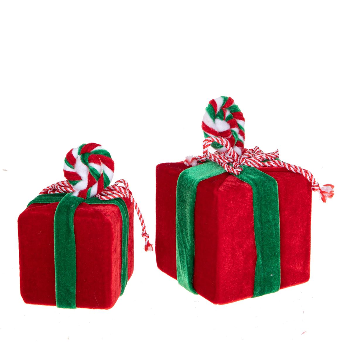 Xmas. Set 2 Pacchi H.10 Cm Da Appendere- Red Gree