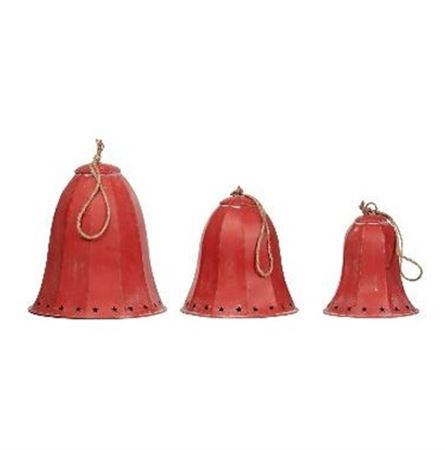 Xmas. Set 3 Campane Metal Rosso 22-19-16cm