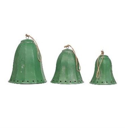 Xmas. Set 3 Campane Metal Verde 22-19-16cm