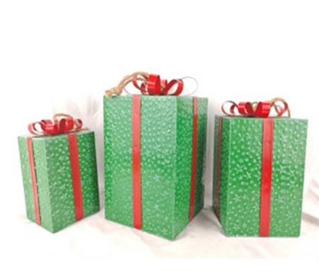 Xmas. Set3 Pacchi Dono Metal. 23-27-32cm - Verde