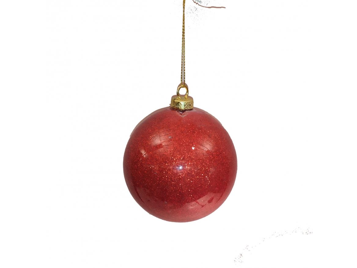 Xmas. Box Sfera 12 Cm Glitter - Red