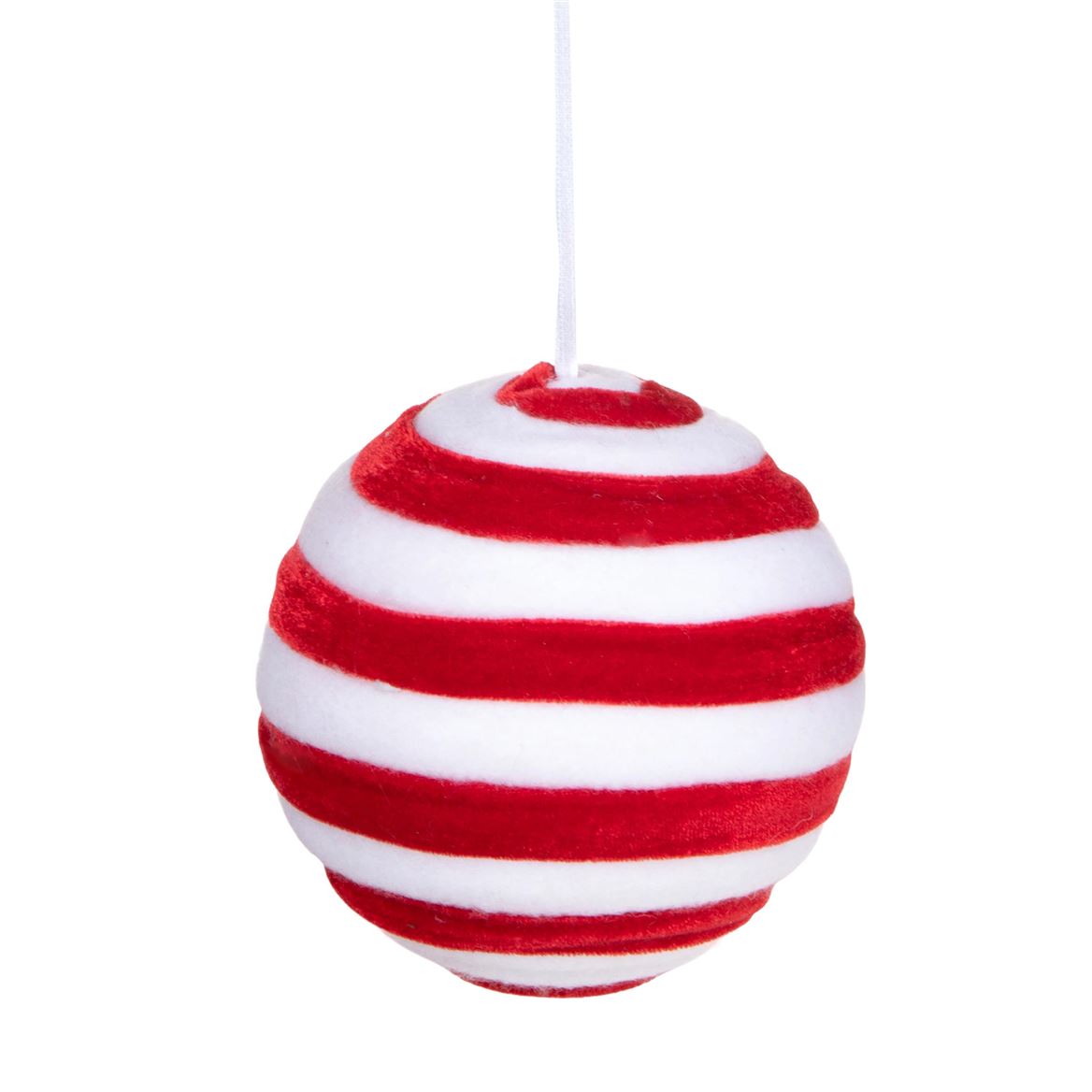 Xmas. Box Sfera D.13 Cm Righe - Red White