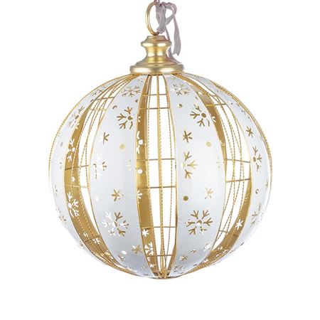 Xmas. Sfera Natale Grigliata Bianca Oro D.49 H.61