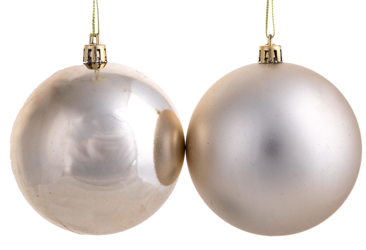 Xmas. Box Sfera Plastica 15 Cm - Champagne