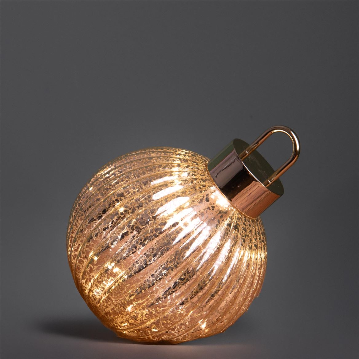 Xmas. Sfera Vetro D.18cm Led Da Appog. - Ant. Gol