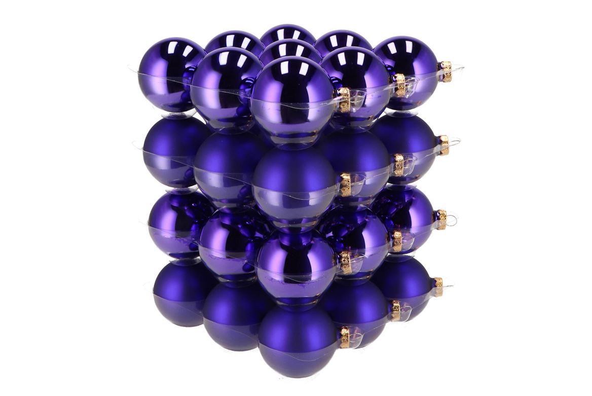 Xmas. Box 36 Sfere Natalizie In Vetro Purple 57mm