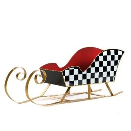 Xmas. Slitta Scacchi Metal 53x15x20cm