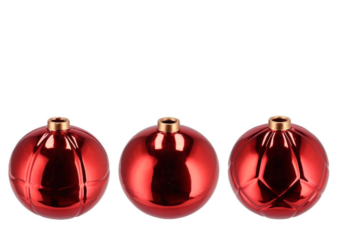 Xmas. Vaso Fiore Singolo Christmasball Red 9x9x8c