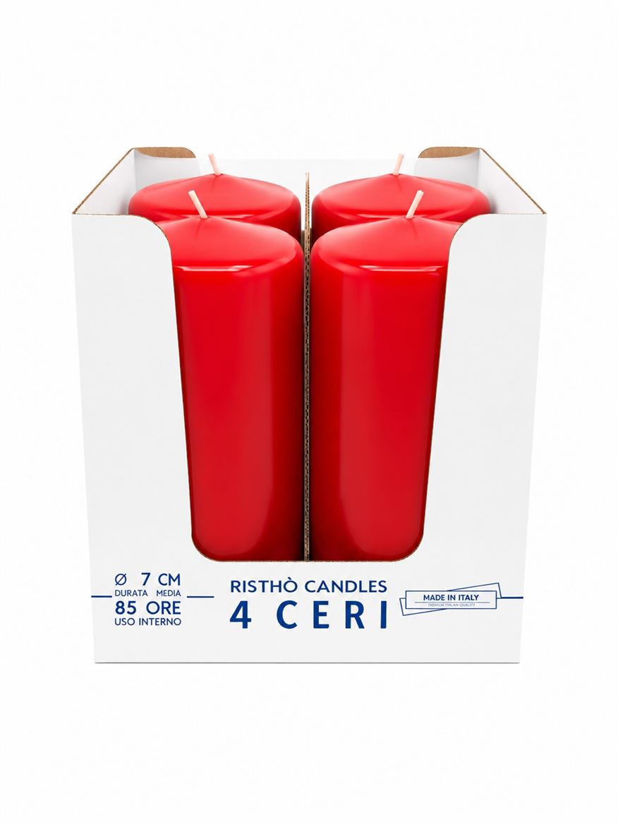 Candele. Cero D.7xh15cm Vass. 4pz. Rosso